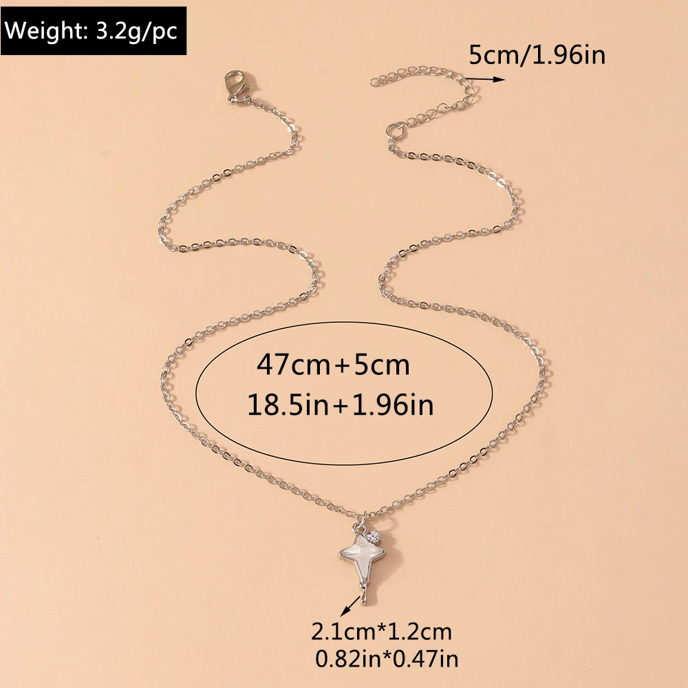 Aihua Exquisite Y2K Silber Farbe Kristall Sonne Mond Sterne Halsketten für Frauen Koreanische Temperament Schlüsselbein Kette Schmuck Geschenke – Detail 8