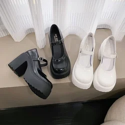 Black Super High Heels Mary Jane Shoes Women 2023 Goth Chunky Platform Pumps Woman Plus Size Ankle Buckle Party Lolita Shoes 42