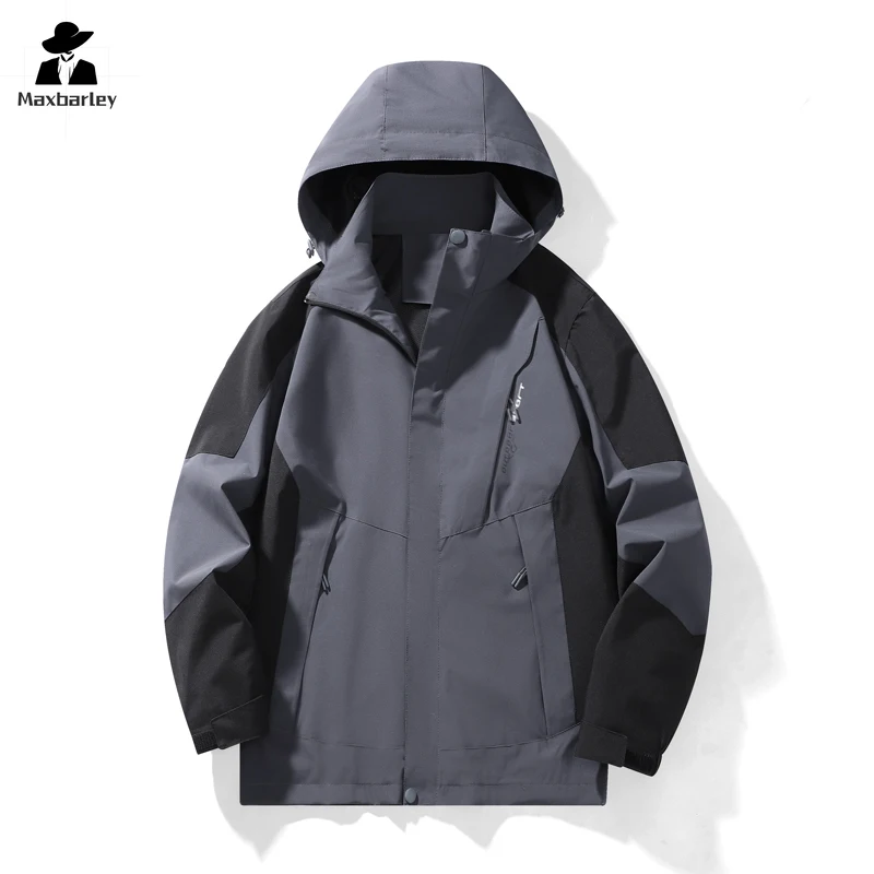 Chaqueta de Camping de viaje para pareja al aire libre, abrigo impermeable a prueba de viento, traje de Montañismo informal para hombres, cortavientos con capucha, otoño