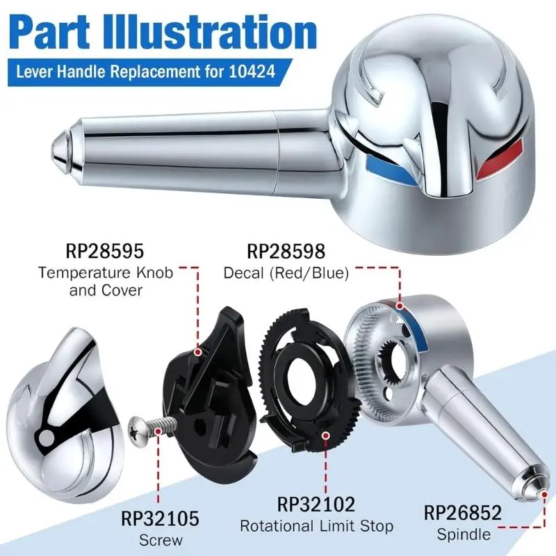 Upgrades Tub & Shower Faucet Lever Handle Replacement Shower Gate Handle Simple Installation for 1700 Series D2RD