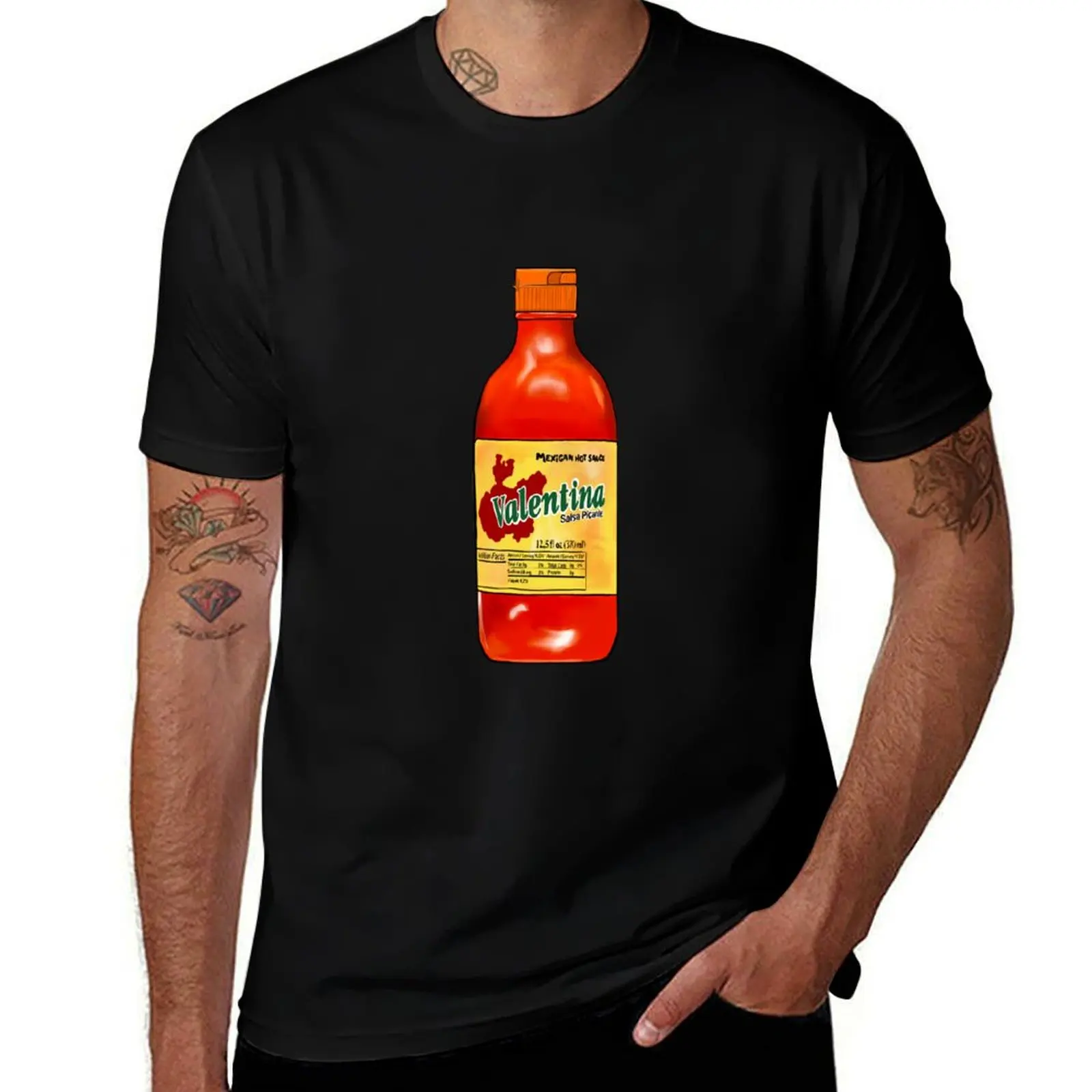 Valentina Mexican Hispanic hot sauce sticker design T-Shirt Regular Fit Plain Tee Shirt T-Shirt