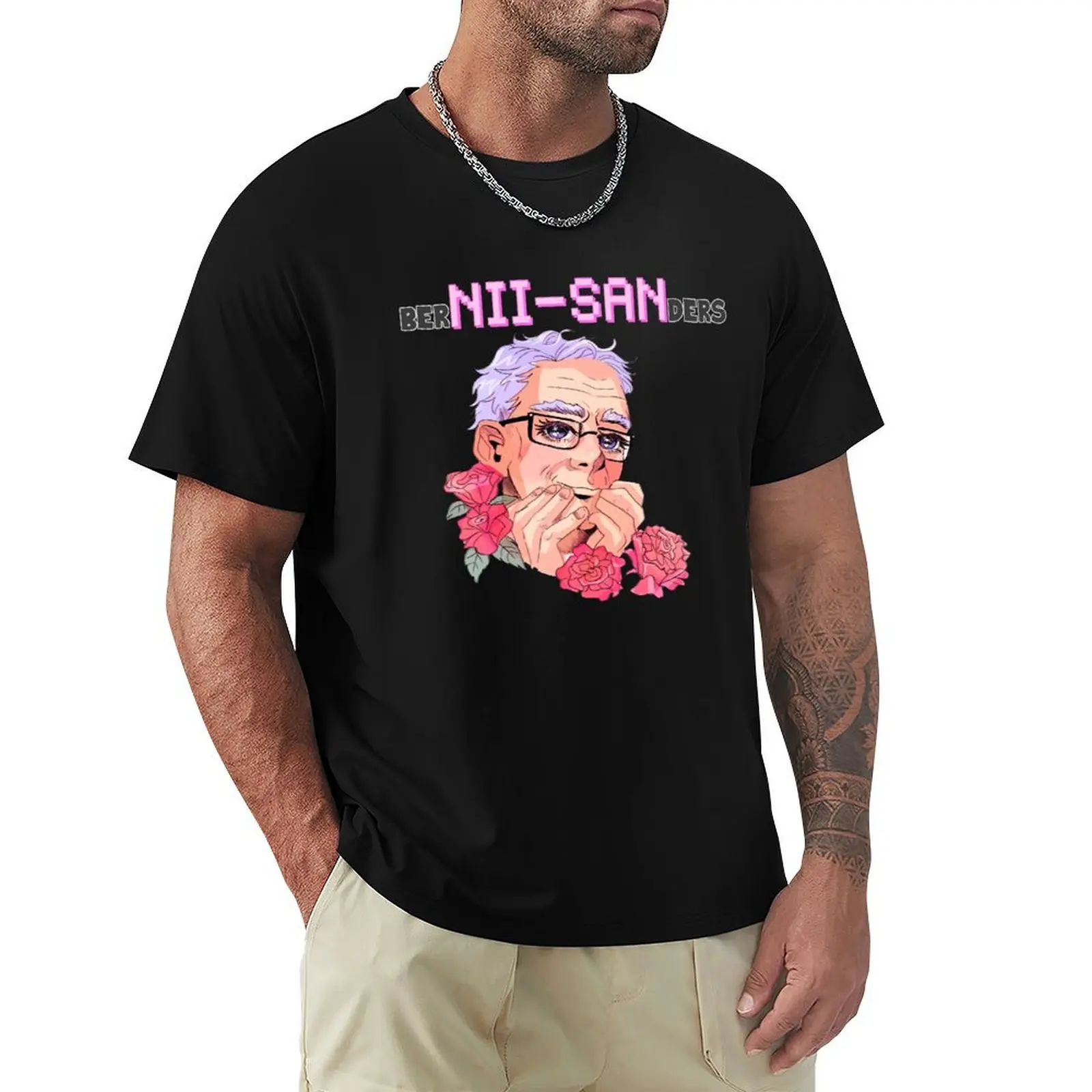 Bernie Sanders Anime nii-san weeb T-Shirt Fashion Print Casual Short Sleeve