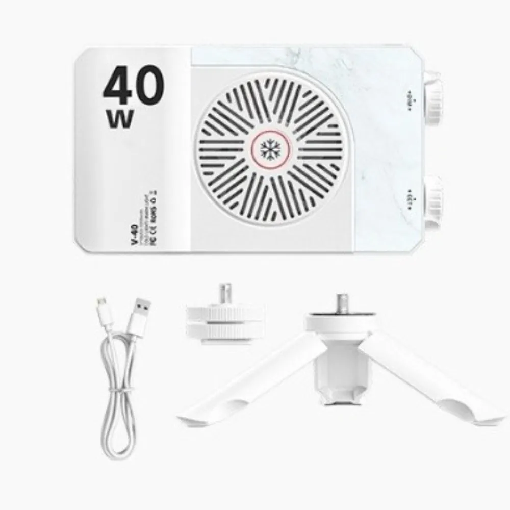 Luz de câmera LED de 40W com temperatura de cor dupla 0-100% ajustável 2800K-9000K 40W COB luz de vídeo portátil de bolso