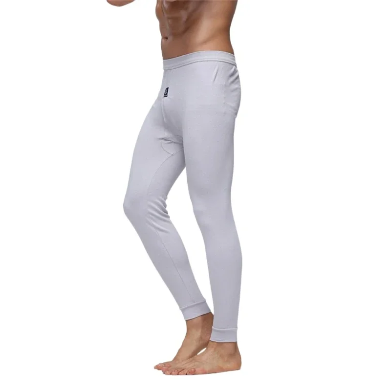 Winter Men\'s Warm Underwear Cotton Leggings Tight Male Long Johns Blue Gray White Warm Thermal Underwear Bottoms for Men