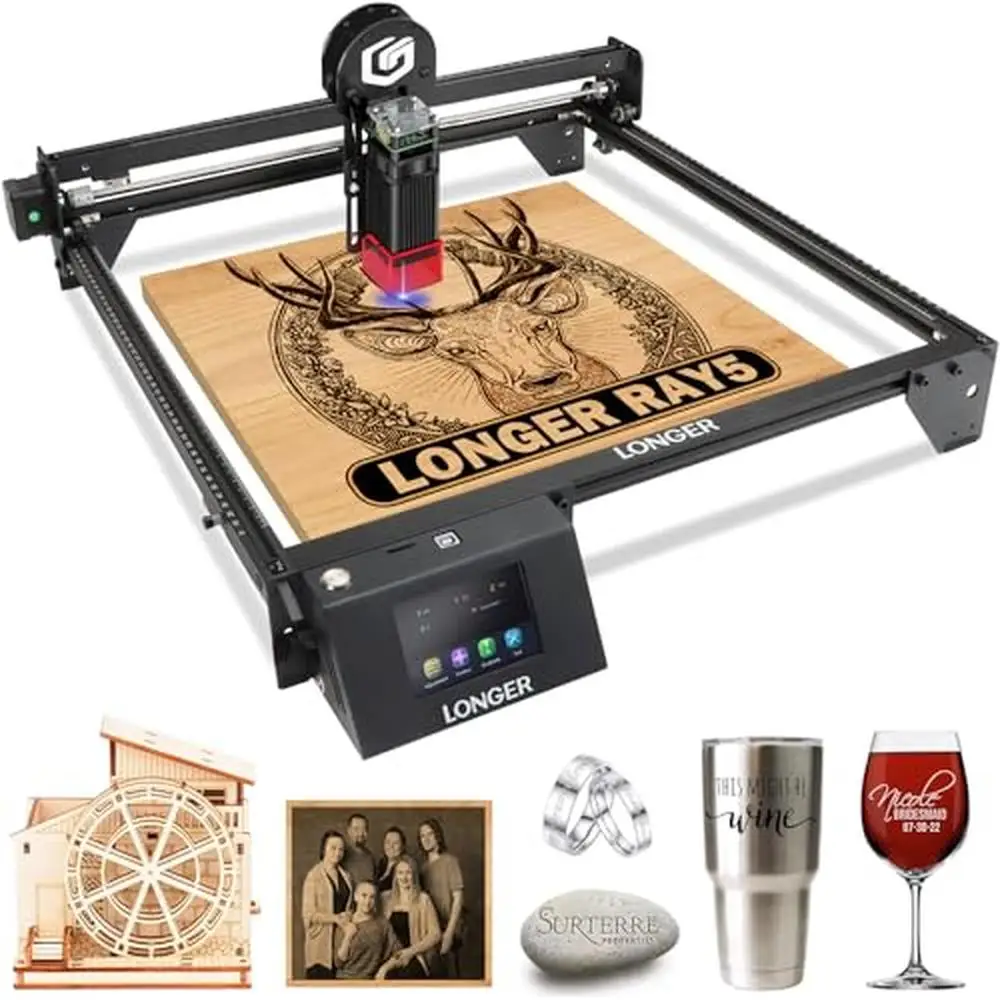 

5W Laser Engraving Cutting Machine 40W Engraver Wood Metal Acrylic Leather Glass 3.5" Touchscreen Upgradable to 10W/20W Thermal