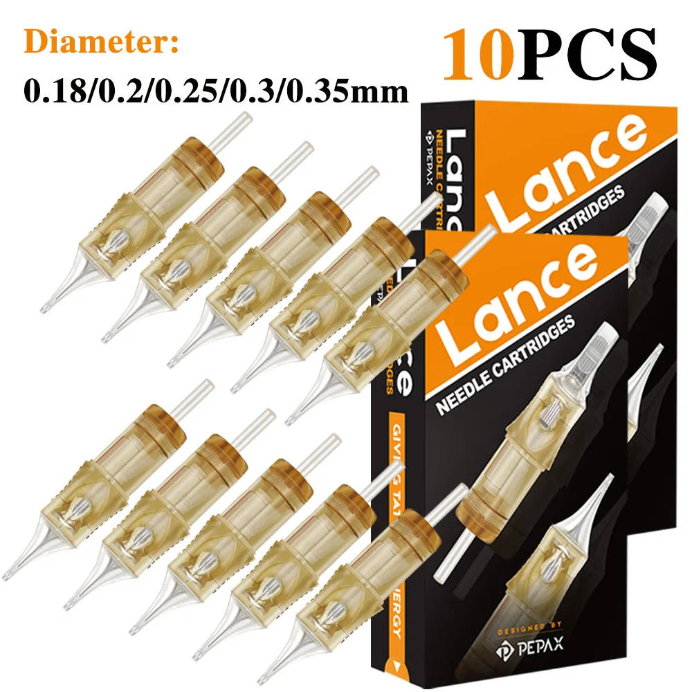

10PCS PEPAX Lance Tattoo Cartridge Needles Sterilized Safety Tattoo Needle 0.18mm-0.35mm RL Tattoo Needle for Tattoo Machine Pen