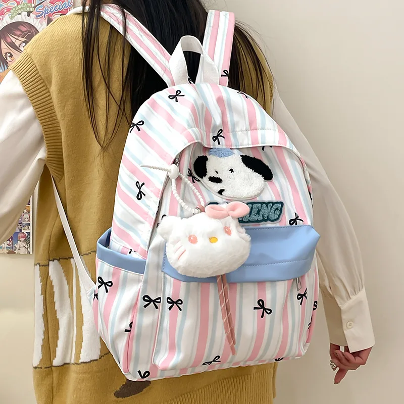 

2025 Hello Kitty, милый рюкзак с цветочным принтом для школьниц, модная студенческая сумка для отдыха, высокая эстетичная цена