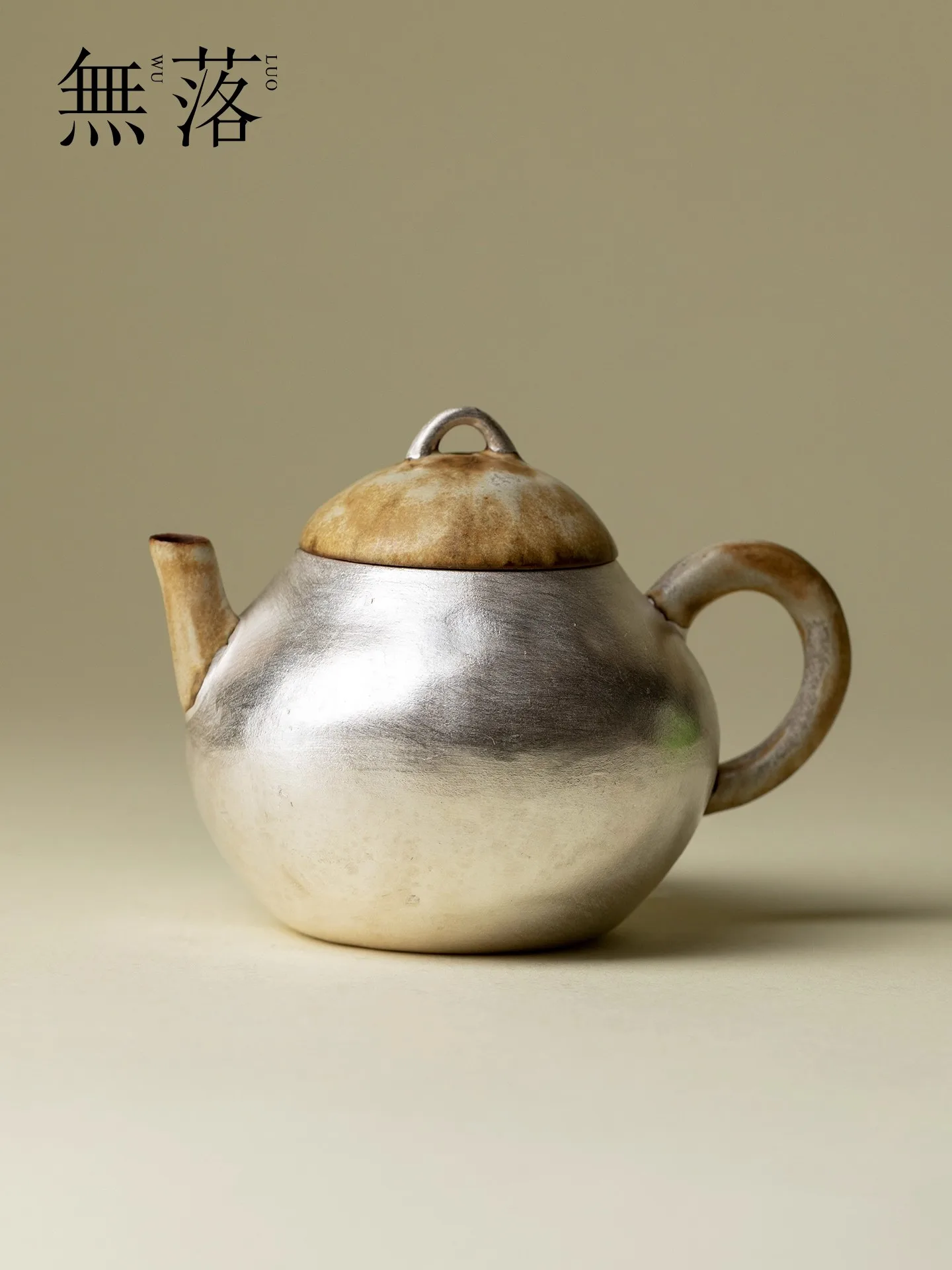 

Japanese Style Silver Coated plain Coarse Pottery Small Teapot Handmade Ceramic Creativity Make Tea Mini Small Teapot 140ml
