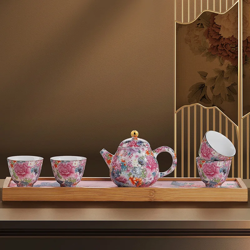 Enamel Kung Fu Set for Home Office Reception Tea Brewing Company Event Opening Business Gift