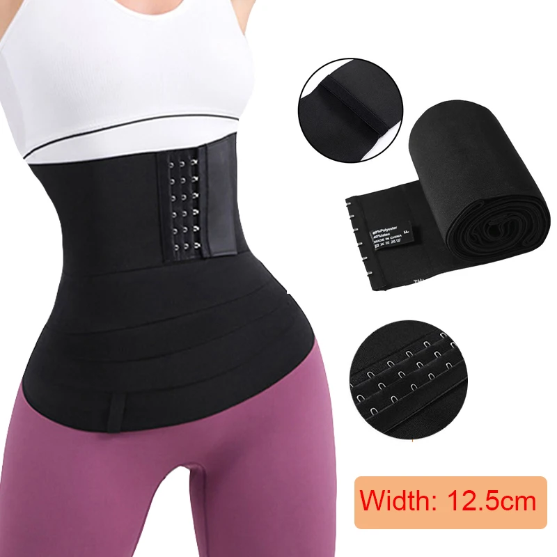 Snatched Bandage Wrap with Hook Firm Closure Loop Slimming Belt Long Torse Tape Waist Trainer Sauna Workout Girdle Sheath Corset