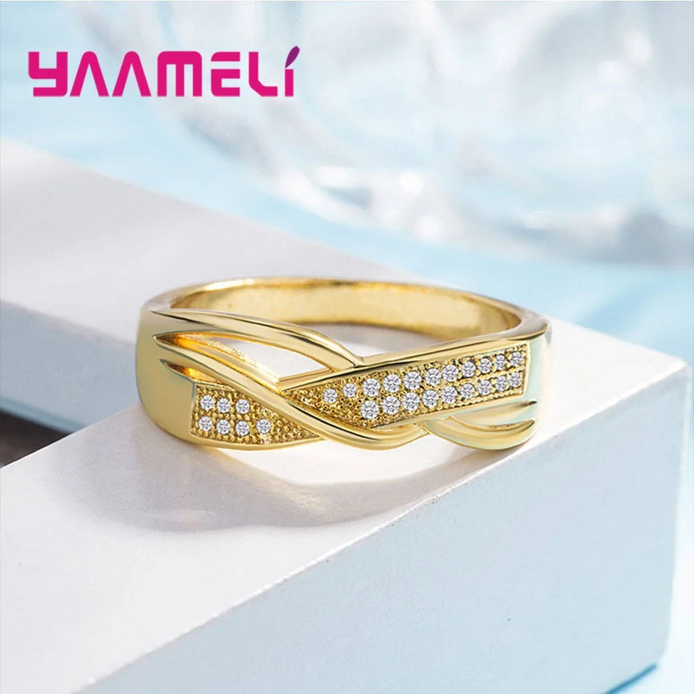 Twisted Real True Lover Eternity Rings Top Quality 925 Sterling Silver Austrian Crystal Wedding Engagement Women Men Accessories