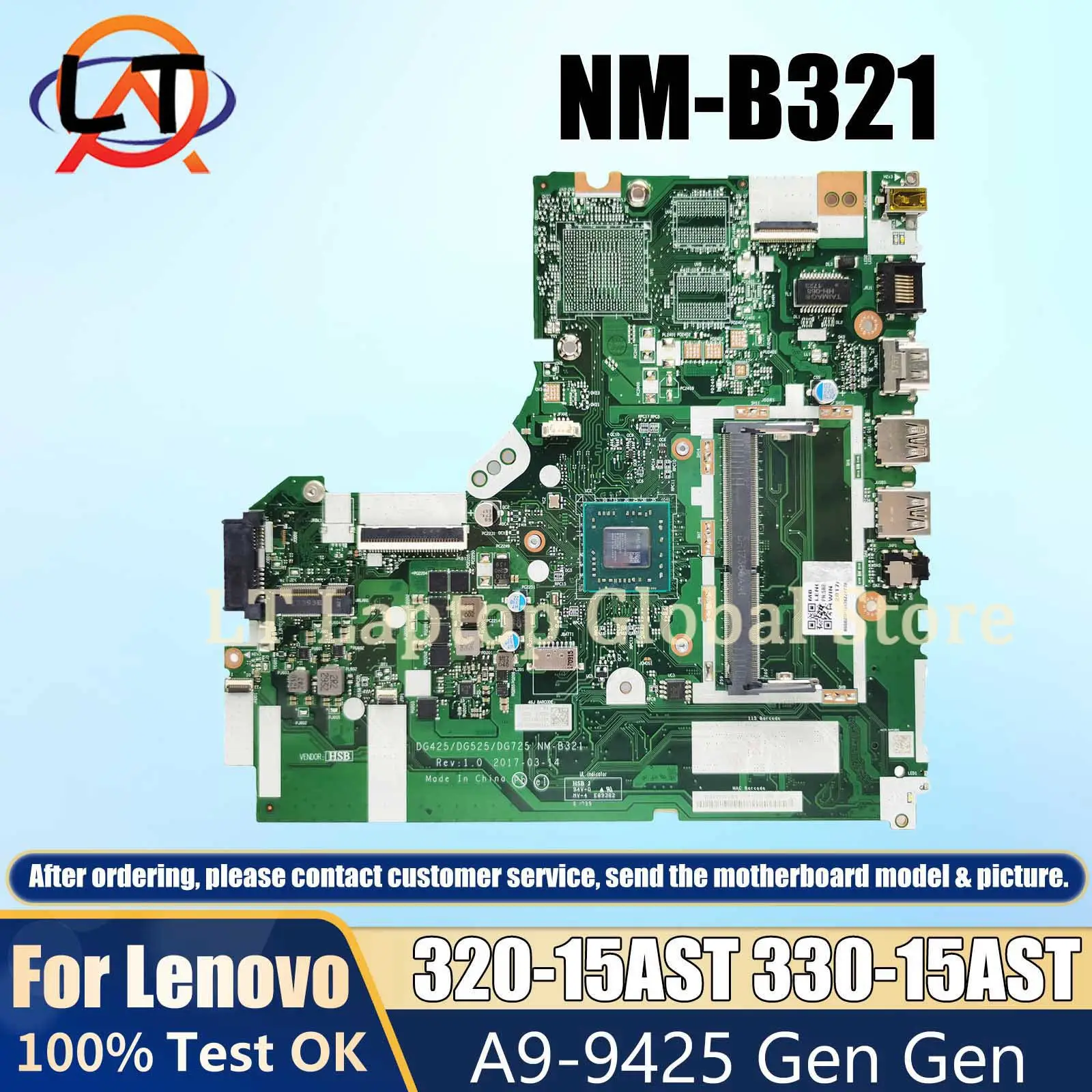 

NM-B321 Mainboard For Lenovo 320-15AST 330-15AST 320-17AST Laptop Motherboard With AMD A9-9425 CPU DDR4