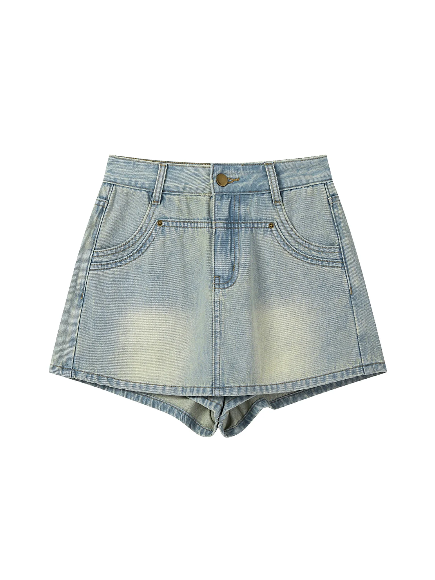 Women's Light Blue Y2k A-line Denim Skirt Harajuku Cowboy Mini Shorts Skirts Aesthetic Jeans Skirt 2000s Clothes Summer