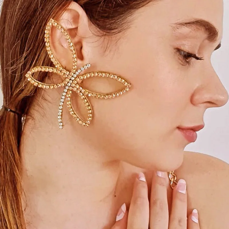Fashion big butterfly earrings exaggerated vacation rhinestone earrings catwalk accessories women's earrings