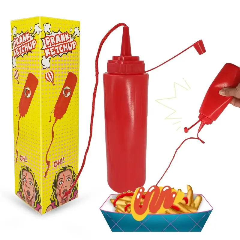 Scherzo divertente Bottiglie di ketchup Scherzi pratici Scherzo di salsa di pomodoro Bambini adulti Giocattoli fantastici Articoli spaventosi Regalo a sorpresa di ketchup falso