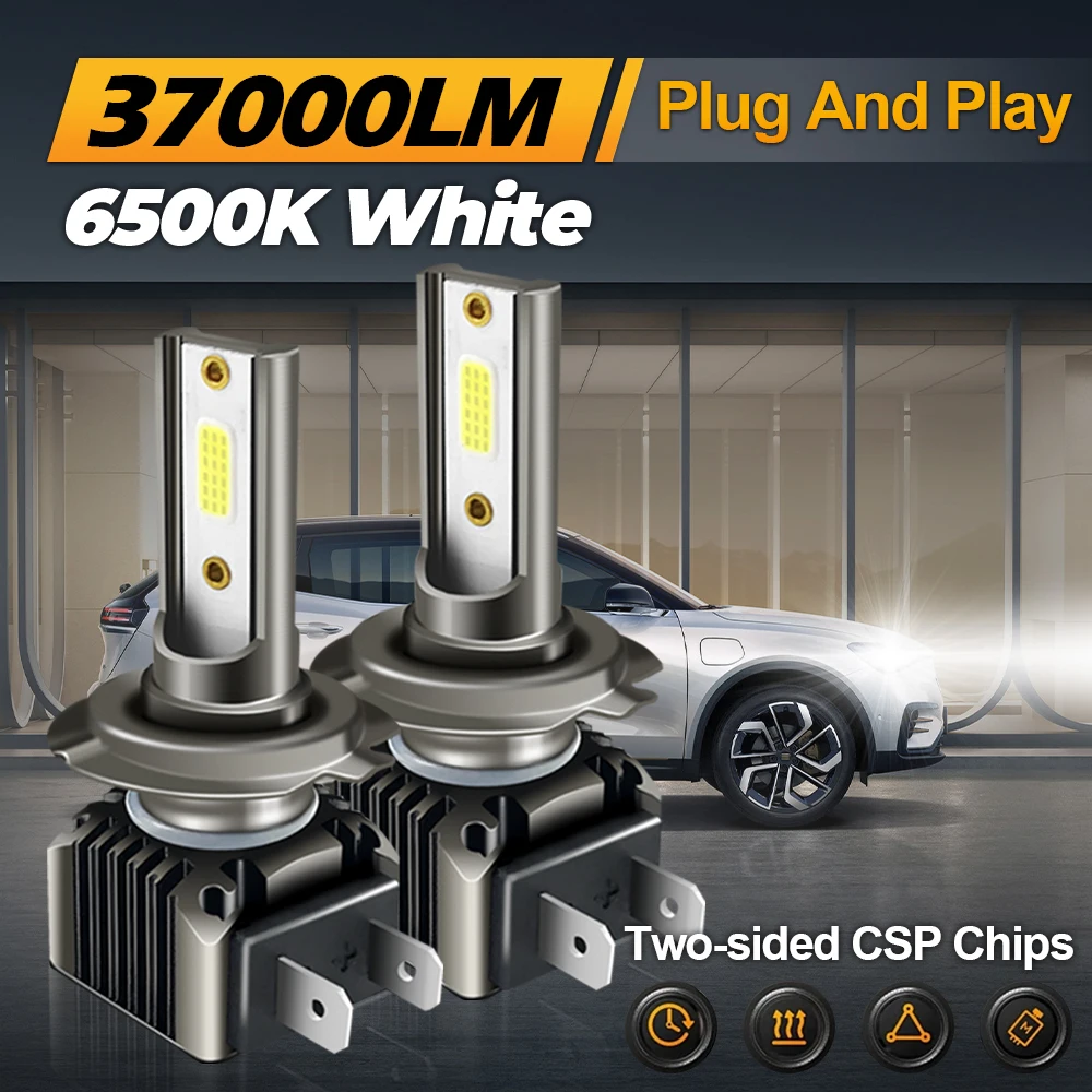 

37000LM Canbus LED Headlight Bulbs 300W H1 H4 H7 H11 9005 HB3 9006 HB4 Front Lamps 12V 6500K White Plug And Play Auto Headlamps