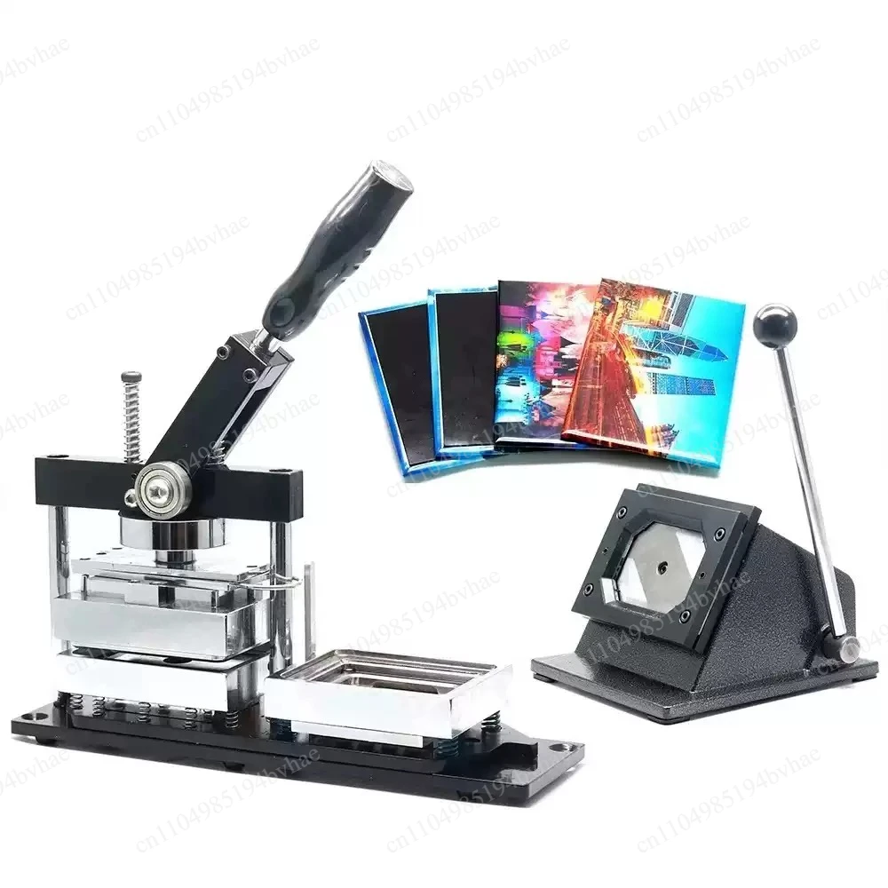 

80x53mm/90x65mm Rectangular Badge Maker Magnetic Badge Making Machine for Refrigerator + Paper Cutter + 100Pcs Components