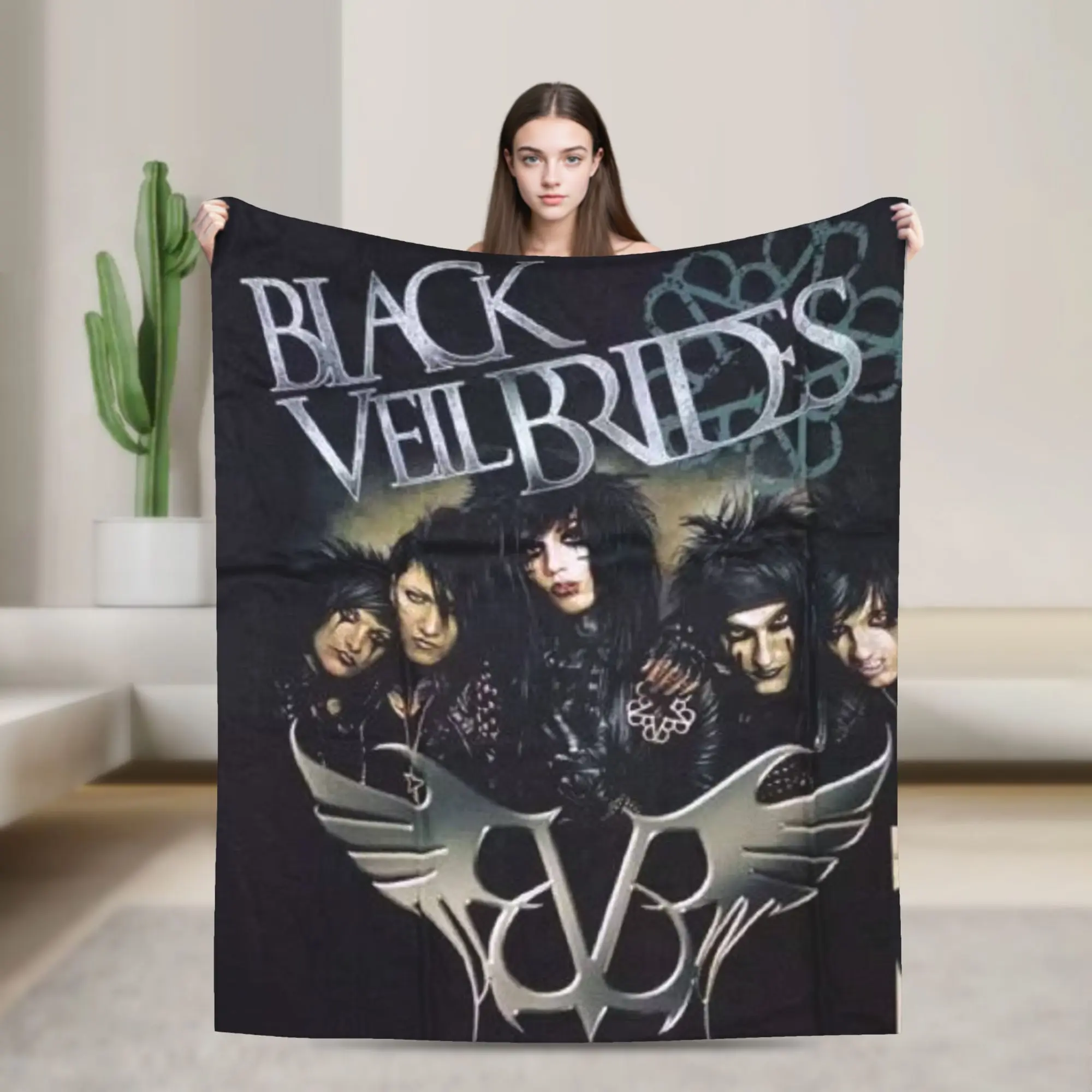 BLACK VEIL BRIDES BAND Blanket  Warm Novelty Plush Throw Blanket For Kids Adult Bedroom Flannel Bedspread Bed Cover