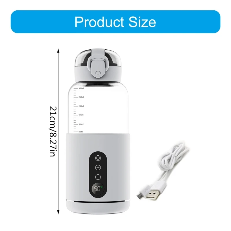 휴대용 따뜻한 빠른 가열 USB 충전 우유 병 따뜻하게 휴대하기 쉬운 아기 수유 따뜻한 300ml 아기 병용