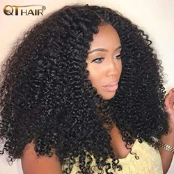 QT Curly Lace Front Wigs Human Hair 13x4 HD Lace Front Wigs for Black Woman Brazilian Glueless Kinky Curly Lace Frontal Wigs