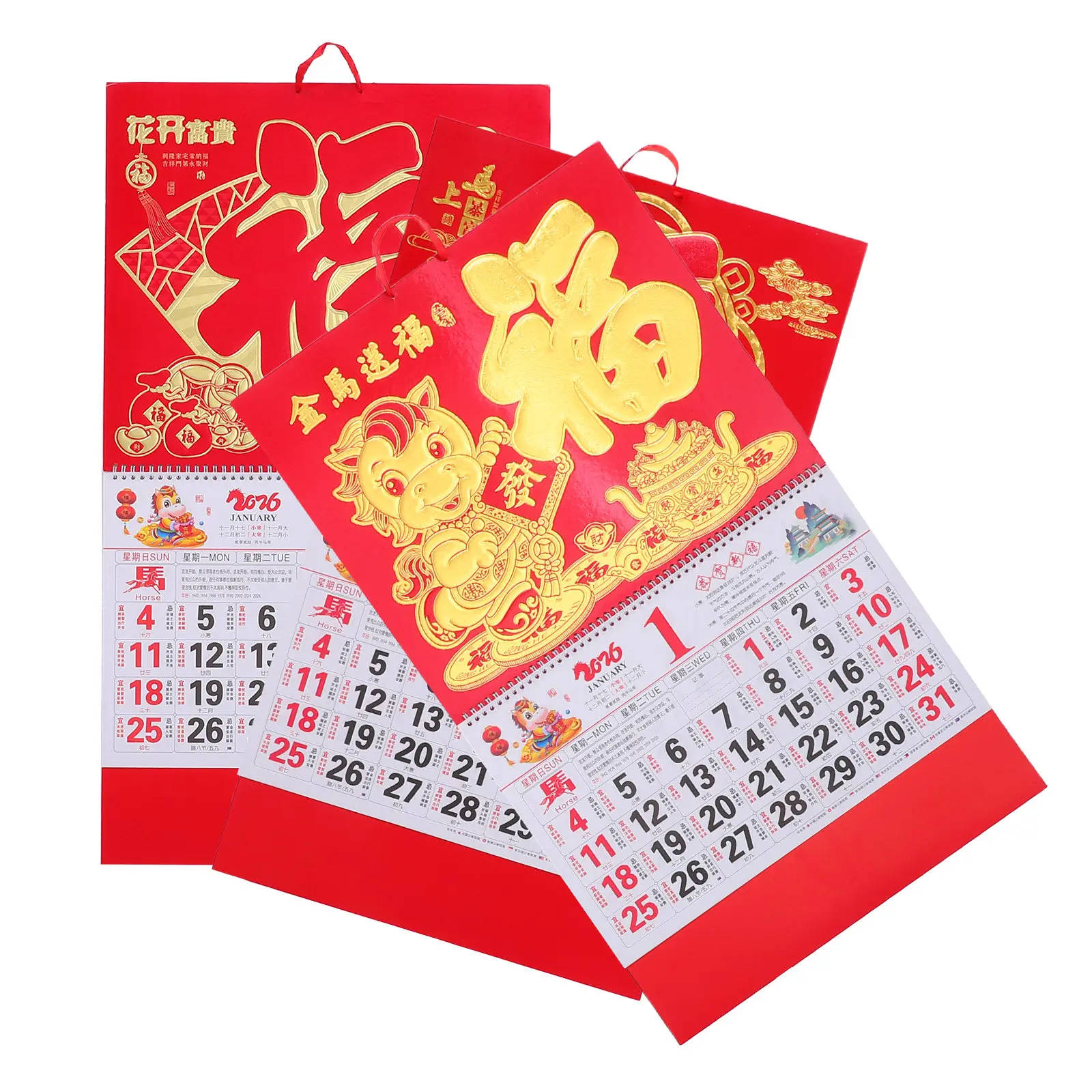 set-di-3-calendari-lunari-2026-anno-del-cavallo-cinese-elegante-finitura-opaca-con-lamina-dorata-grande-formato-planner-da-appendere-per-casa-e-ufficio