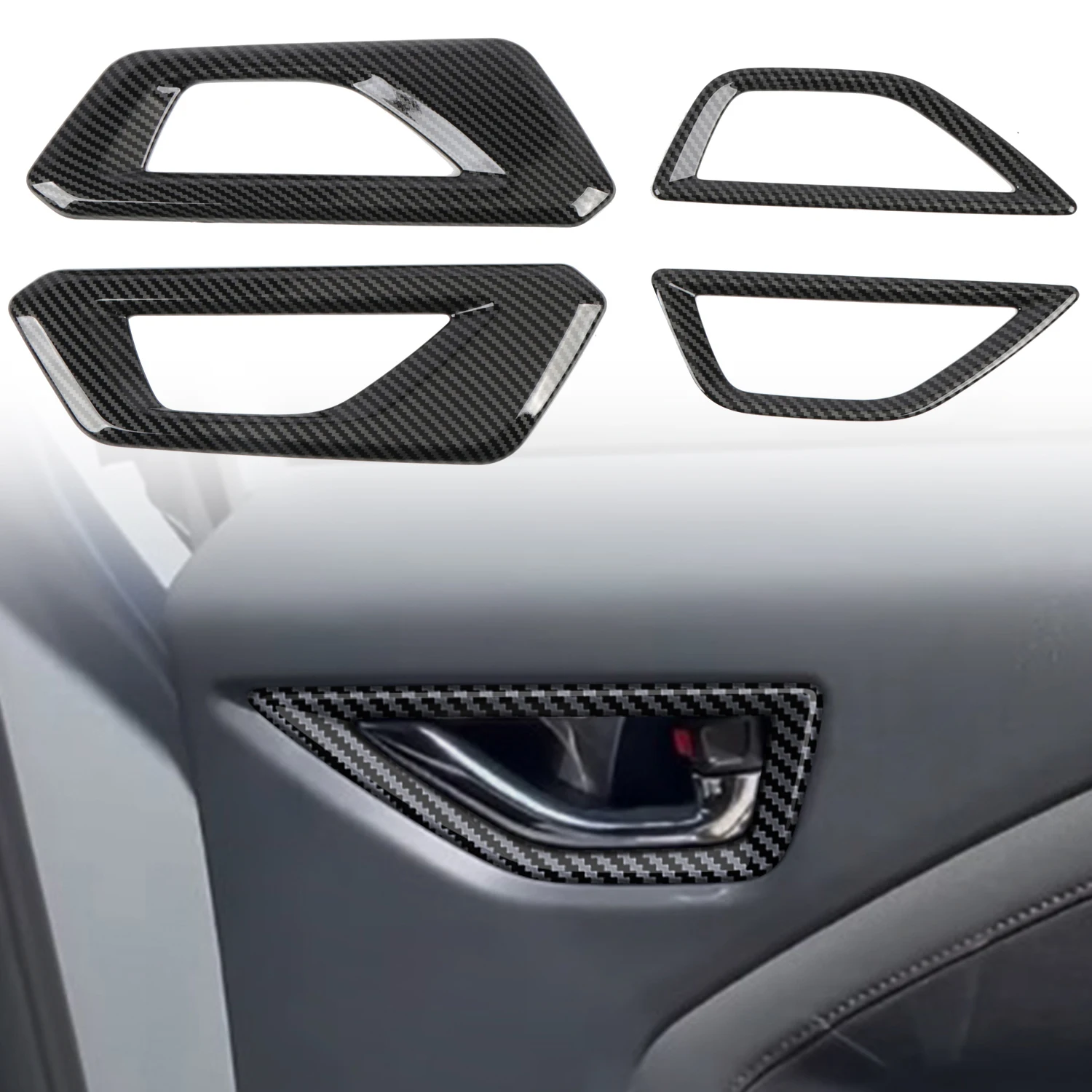 

For Subaru Forester 2025 Carbon Black Interior Door Handles Bowl Overlay Cover Decor Trim ABS Car Accessories 4pcs