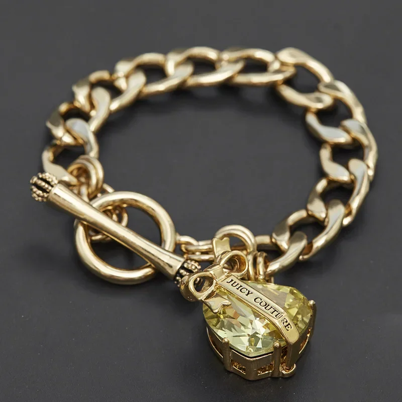 2023 New European and American Simple Love Bow Zircon Basic Bracelet Heart-Shaped Crystal Bracelet Women