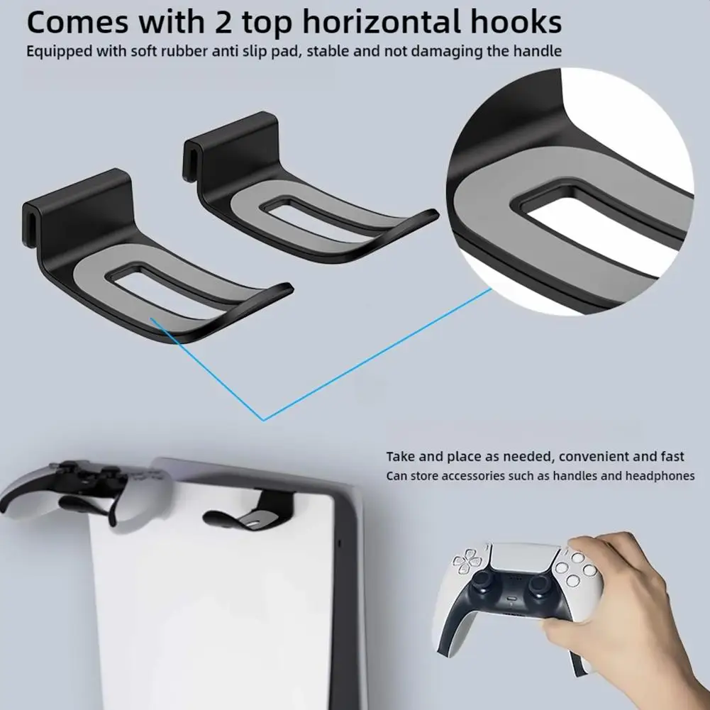 For PS5 Pro/PS5 Slim/PS5 Gaming Console Wall Mounted Storage Stand For PSVR Wall Mounted Stand Handle Hook