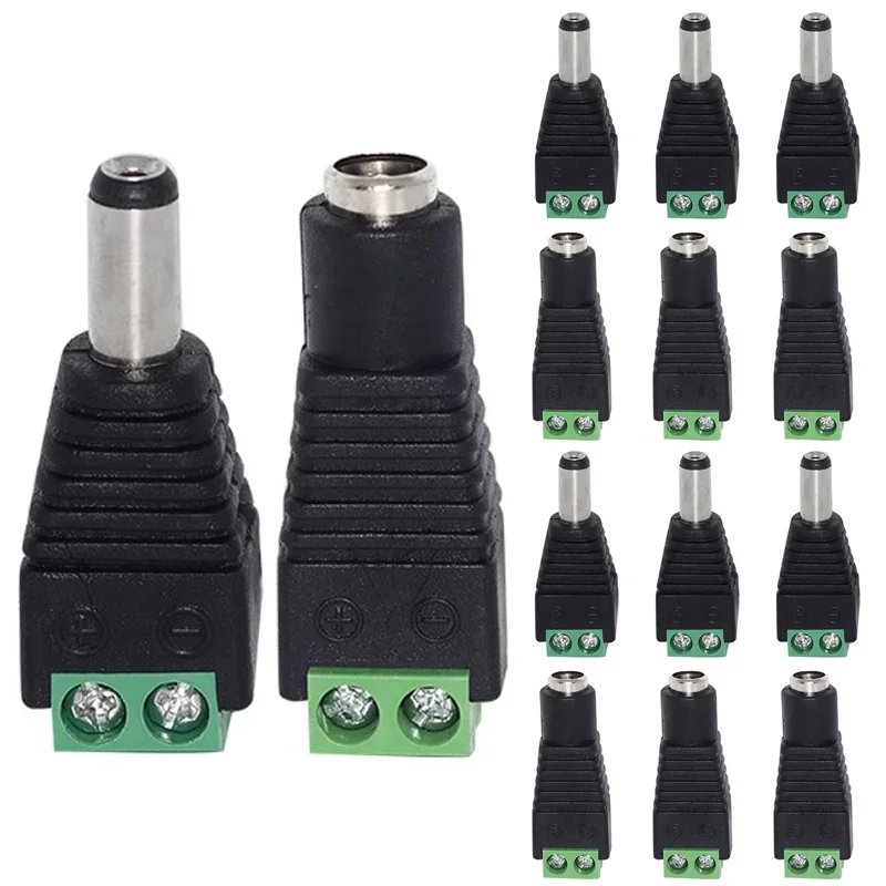 5PCS 12V DC Power Connector Plug Jack 2.1mmx5.5mm Adapter Male Female Socket Barrel for CCTV Camera LED Strip Supply Terminal