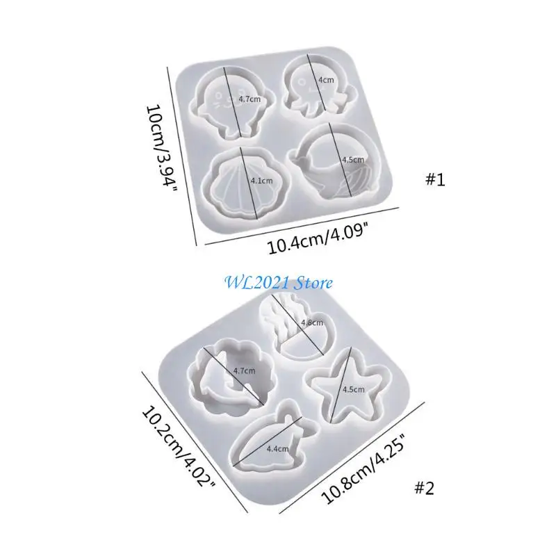 G5GC Marine Animals Quicks and Mould مصنوعة يدويًا قلادة السيليكون راتنجات DIY صب القالب لمجوهرات مفاتيح DIY غير عصا