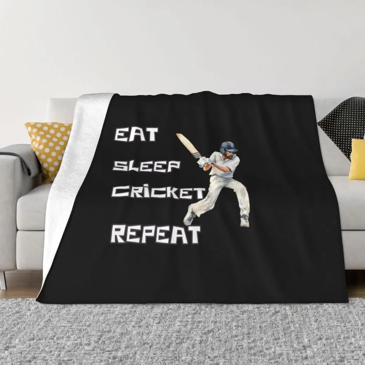 

Eat Sleep Cricket Repeat Throw Blanket Thermal Blankets For Bed Hairys Large Blankets