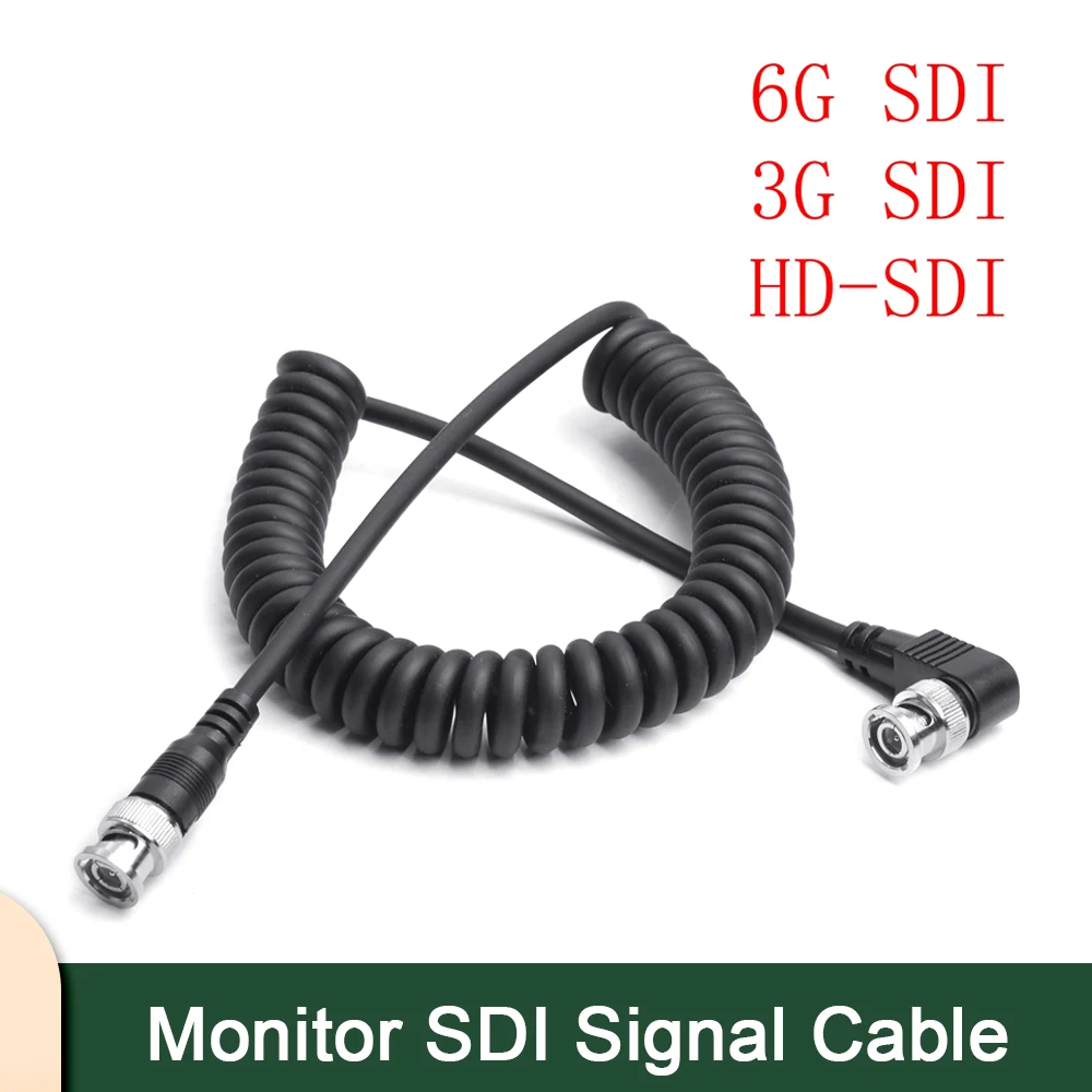 Broadcast-Grade 6G 3G HD-SDI 4K HD SDI PU Spring Signal Wire Monitor Image Transmission Video Stretch Coiled Cable 75Ω 4K 30P