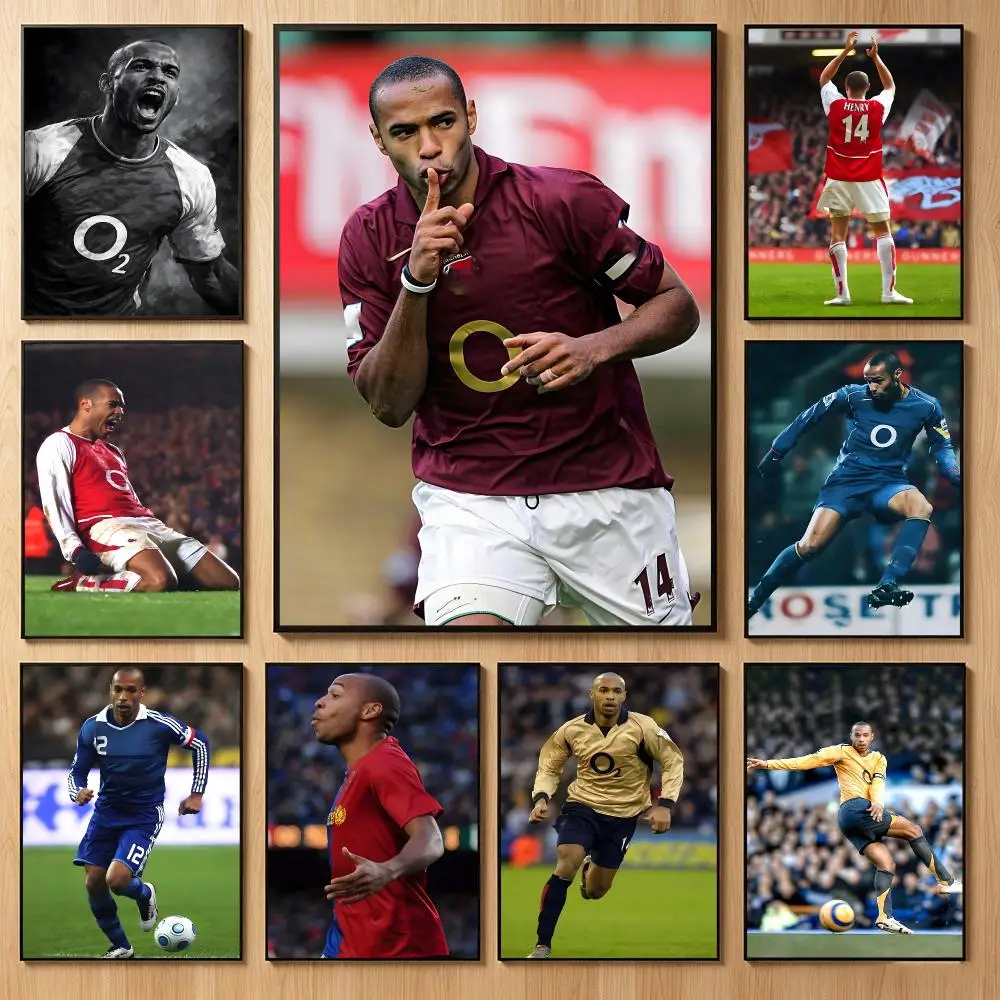 Skilled Sports Athlete T-Thierry Henry Poster Classic Self-Adhesive PP Wall Sticker for Living Room Bar Decor Gift