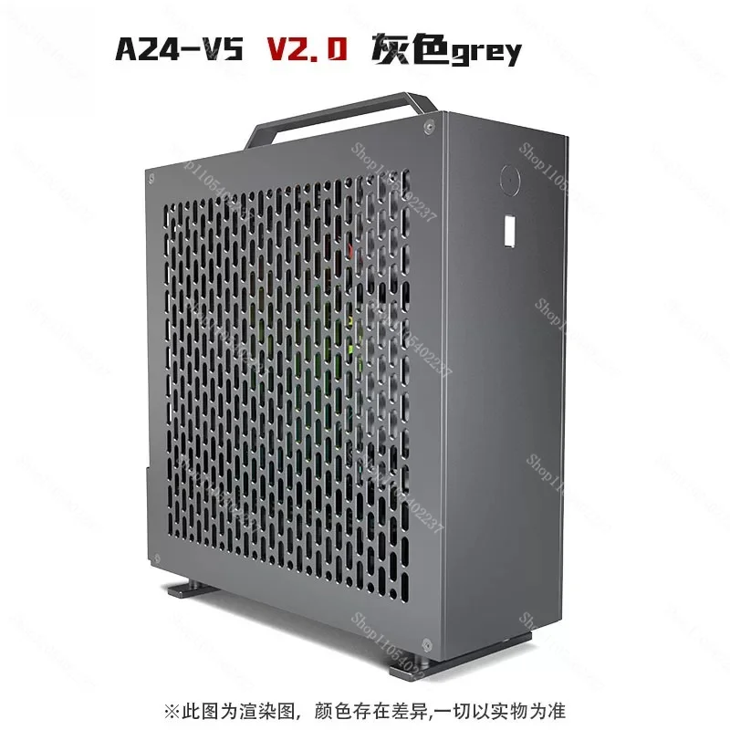 Mini ITX PC Chassis, 2.0 Version Compact Computer Case, Dual Slot GPU Support, Fit 1U Power Supply with Double Chamfer Structure