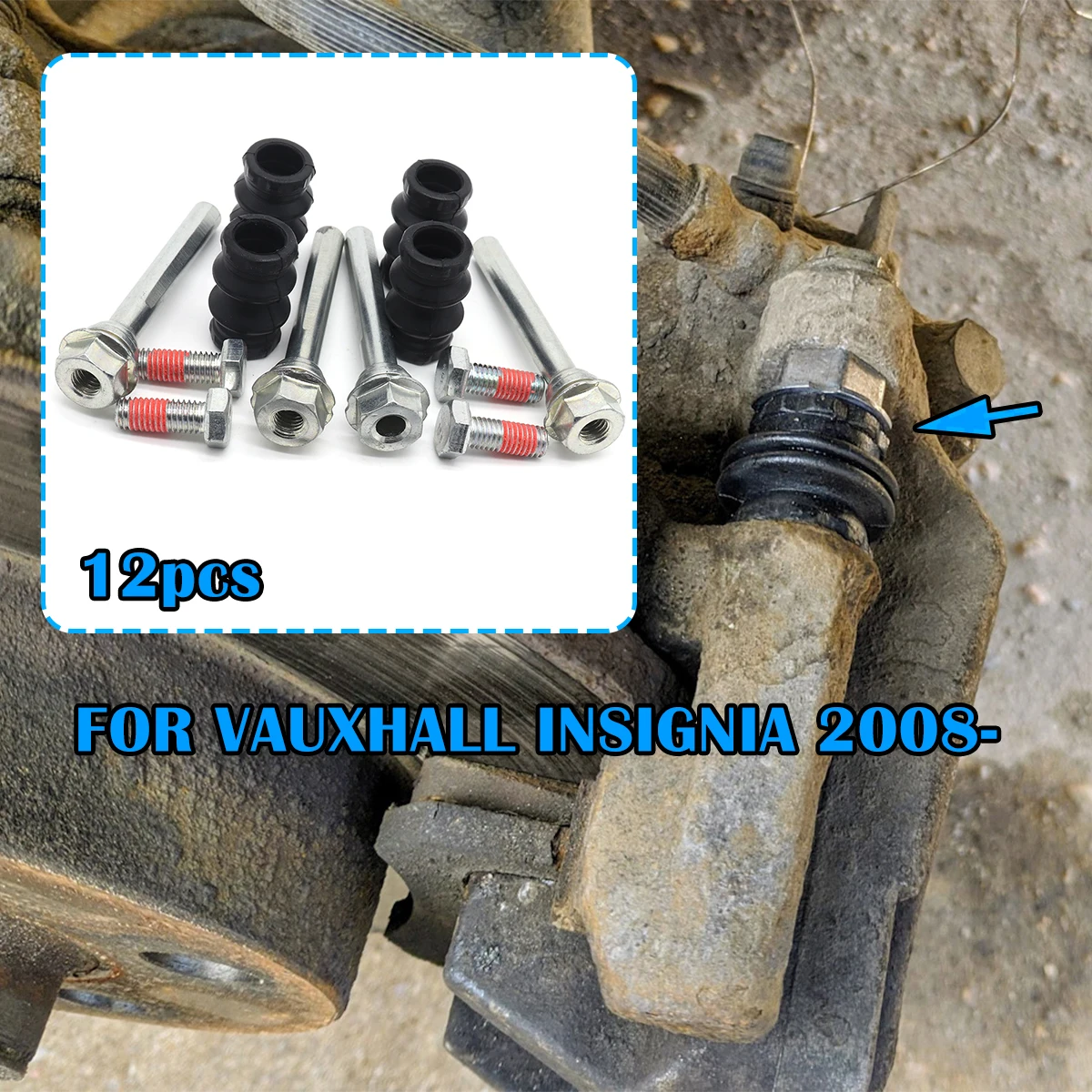 

Rear Brake Caliper Cylinder Slider Guide Pin FOR VAUXHALL INSIGNIA 2008- For Disc Housing Bolts Rubber Bushing Boot Seal Kit