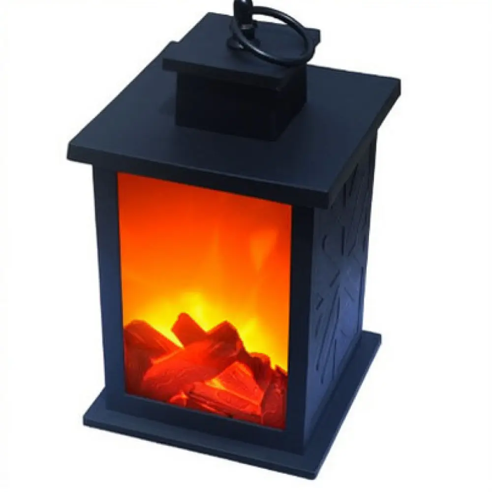 Vintage Led Fireplace Light Simulation Flame European Decor Decorative Lantern Portable Atmosphere Night Lamp
