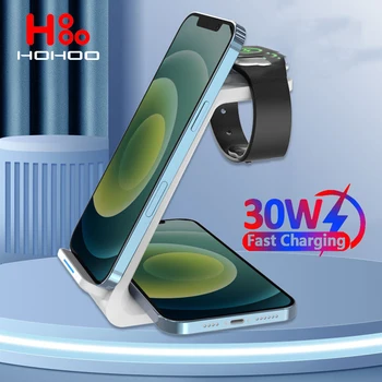 Samsung Galaxy S24 23 22 21 için 30w üçü bir arada kablosuz şarj cihazı ultra Galaxy Bud iPhone 15 14 13 12 pro Max Apple Watch 9 8 7 6 airpods pro Xiaomi redmi Huawei kablosuz hızlı şarj istasyonu