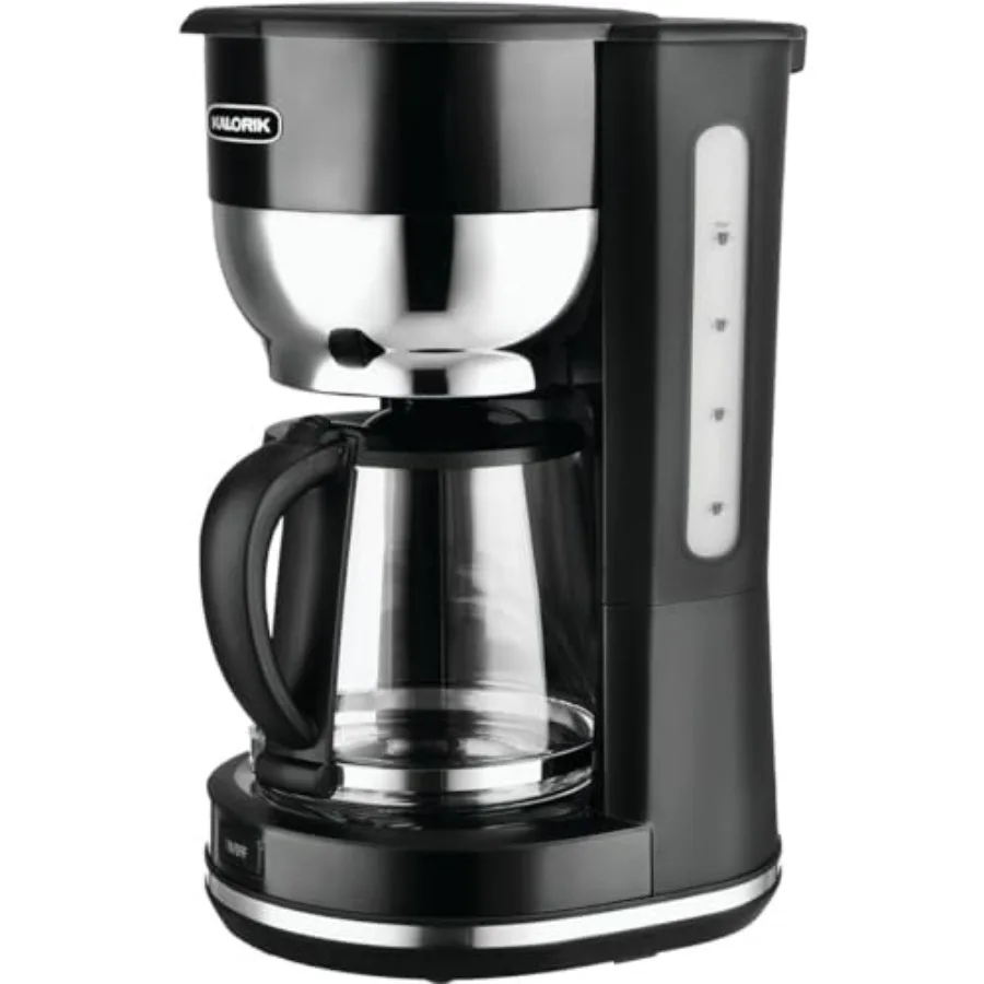 

Mid-Century 10 Cup Retro Coffee Maker in Black with Vintage Design and Durable Stainless Steel Construction