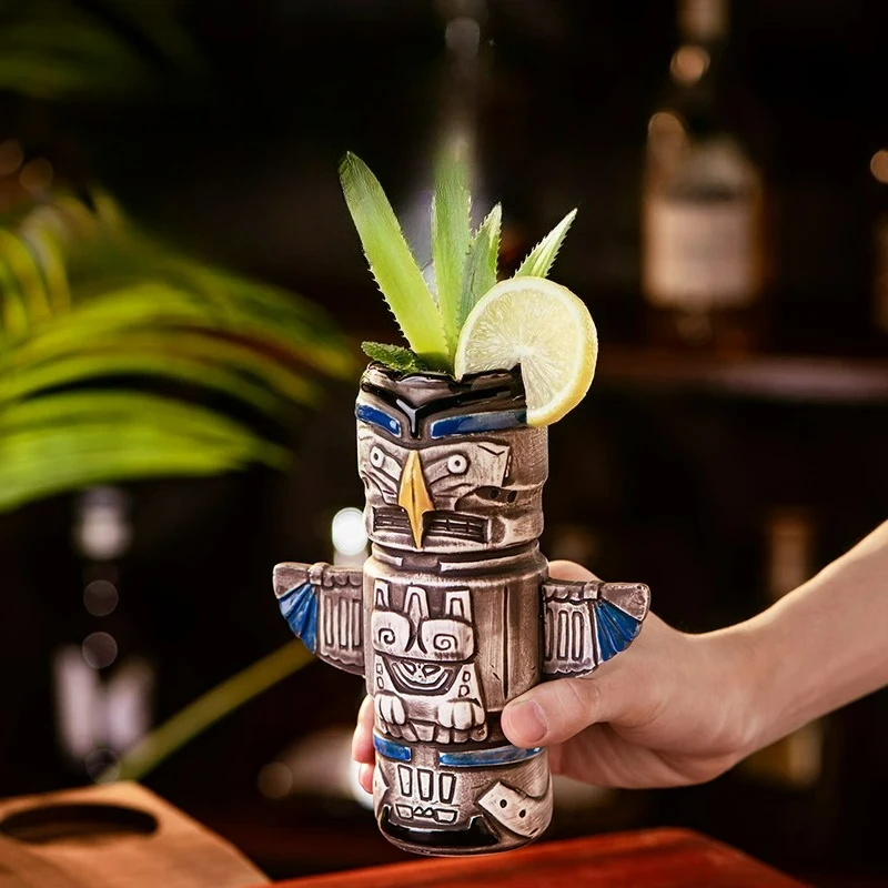 Creative American Parrot Tiki Cup Hawaiian Cocktail Cup Maori Totem Ceramic Cup Home Bar Personalized Ornaments Decoration Gifs