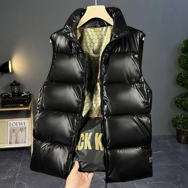 

Men Cotton Padded Coat Vests Graphene Heating Waterproof Thicken Black Zipper Sleeveless Coat Casual Parka Outerwear Waistcoat