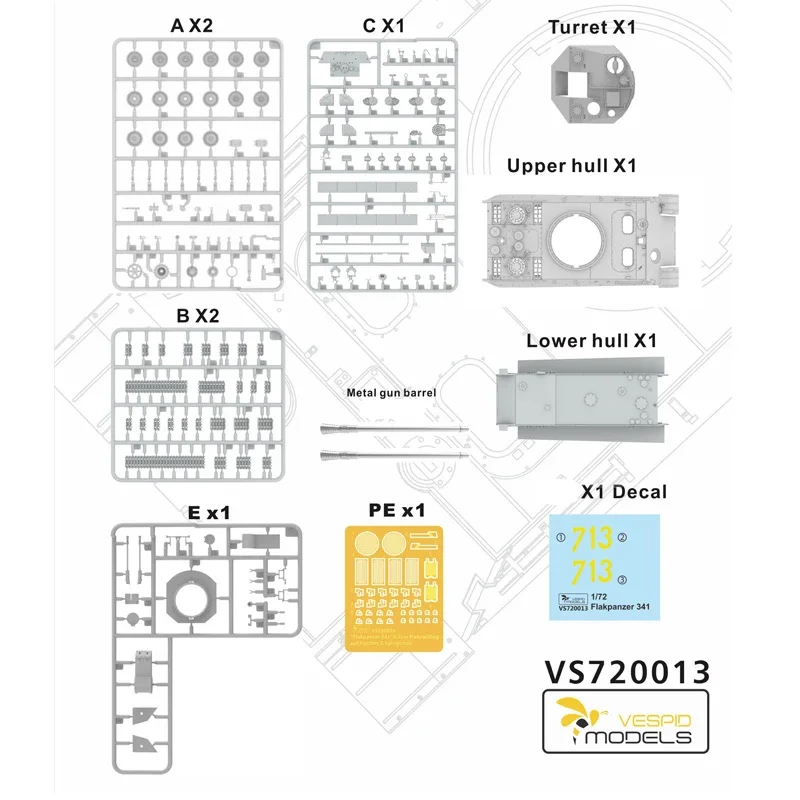 VS720013 Kit de montagem do modelo do colete, tanque antiaéreo, Pantera Negra G 37mm, 341 1 1 72