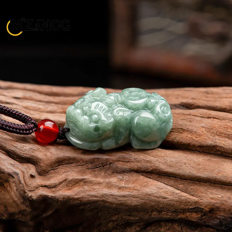Genuine Natural Jadeite Pendant Chinese Hand Carving Fashion Charm Jewelry  Fortune Lucky Amulet Jade Pendant for Men and Women