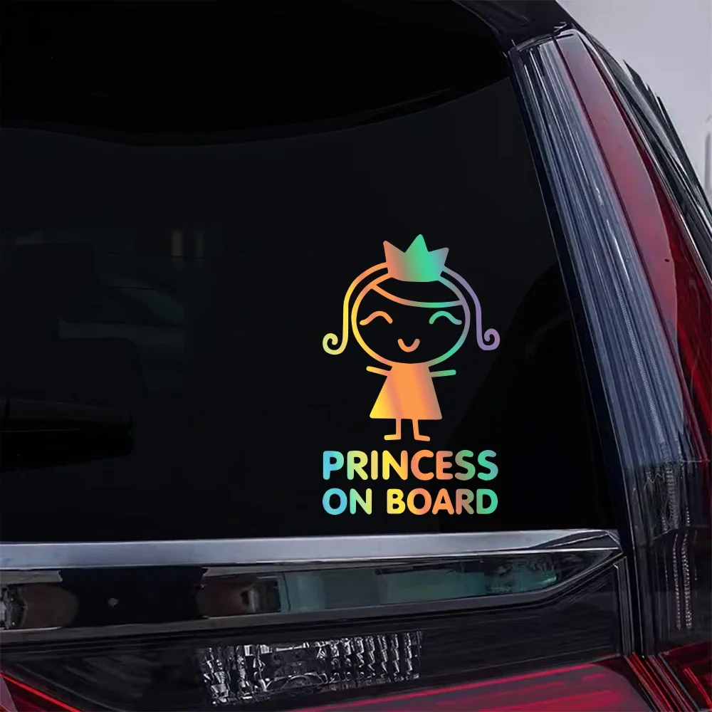 Car Sticker Smiling Girl Pattern Princess On Board Decal Driving Safety Warning Sign Sticker Creative Car Decoration Accessories
