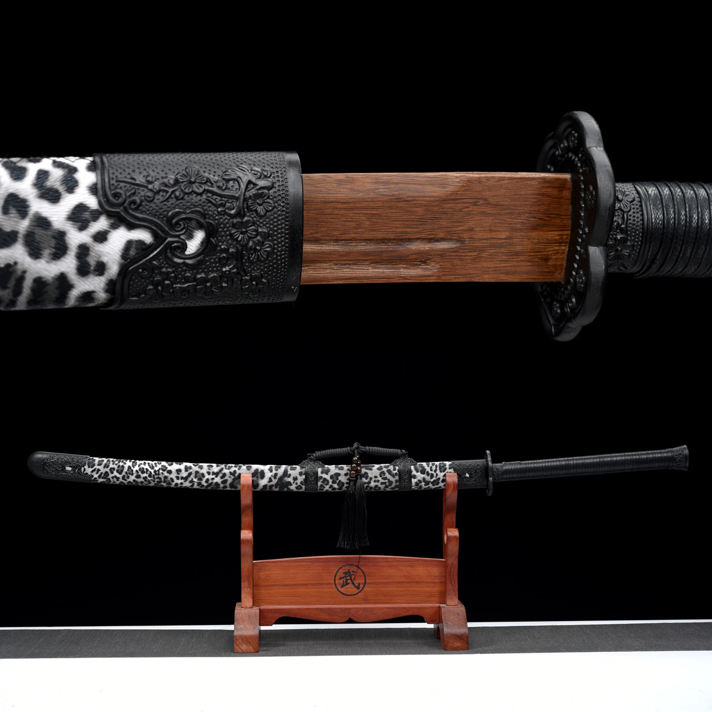 

112cm rosewood leaf Chinese embroidered spring sword weapon T10 Medieval Kung Fu martial Arts 1095 Japanese Samurai sword katana