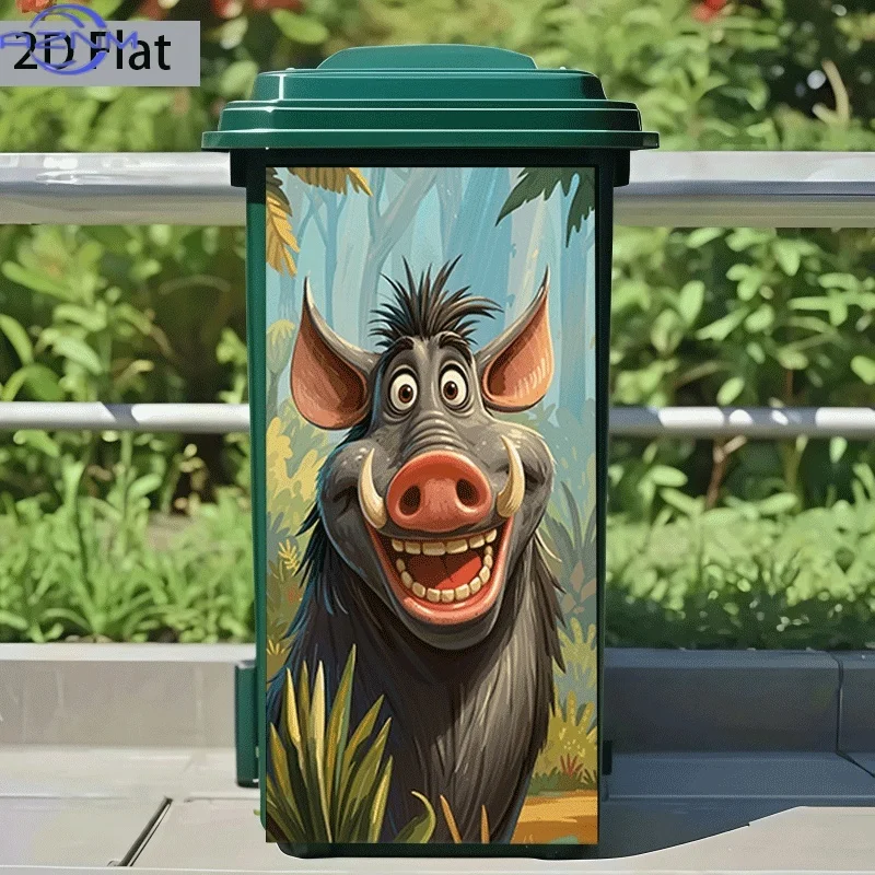 2D Flat Printing 1pc Trash Can Sticker 37×82cm 