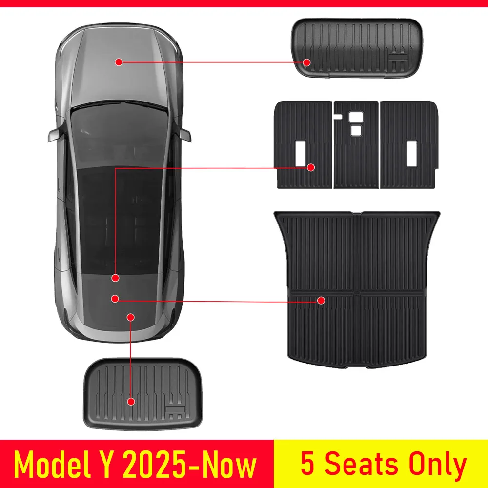 

For 2025 2026 Tesla Model Y Juniper (5 Seats) Trunk Mats Rear Seat Backrest Cover Protective Mat Frunk Cargo Liners Accessories