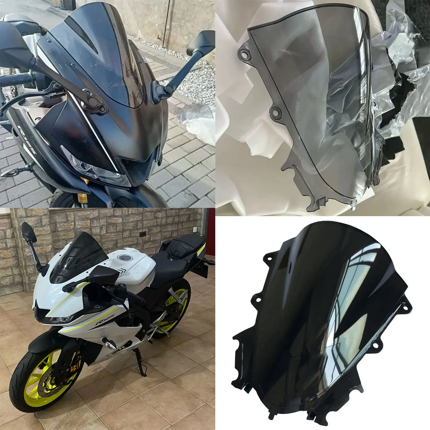 2022 YZF-R125 Motorcycle Windshield Double Bubble Windscreen Screen Wind Deflectors For Yamaha YZF R125 2019 2020 2021 YZFR125
