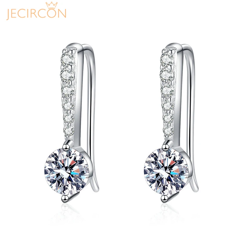 

JECIRCON 1 Carat D Color Moissanite Earrings for Women Angel Tears Temperament Simple Earhook 100% 925 Sterling Silver Jewelry