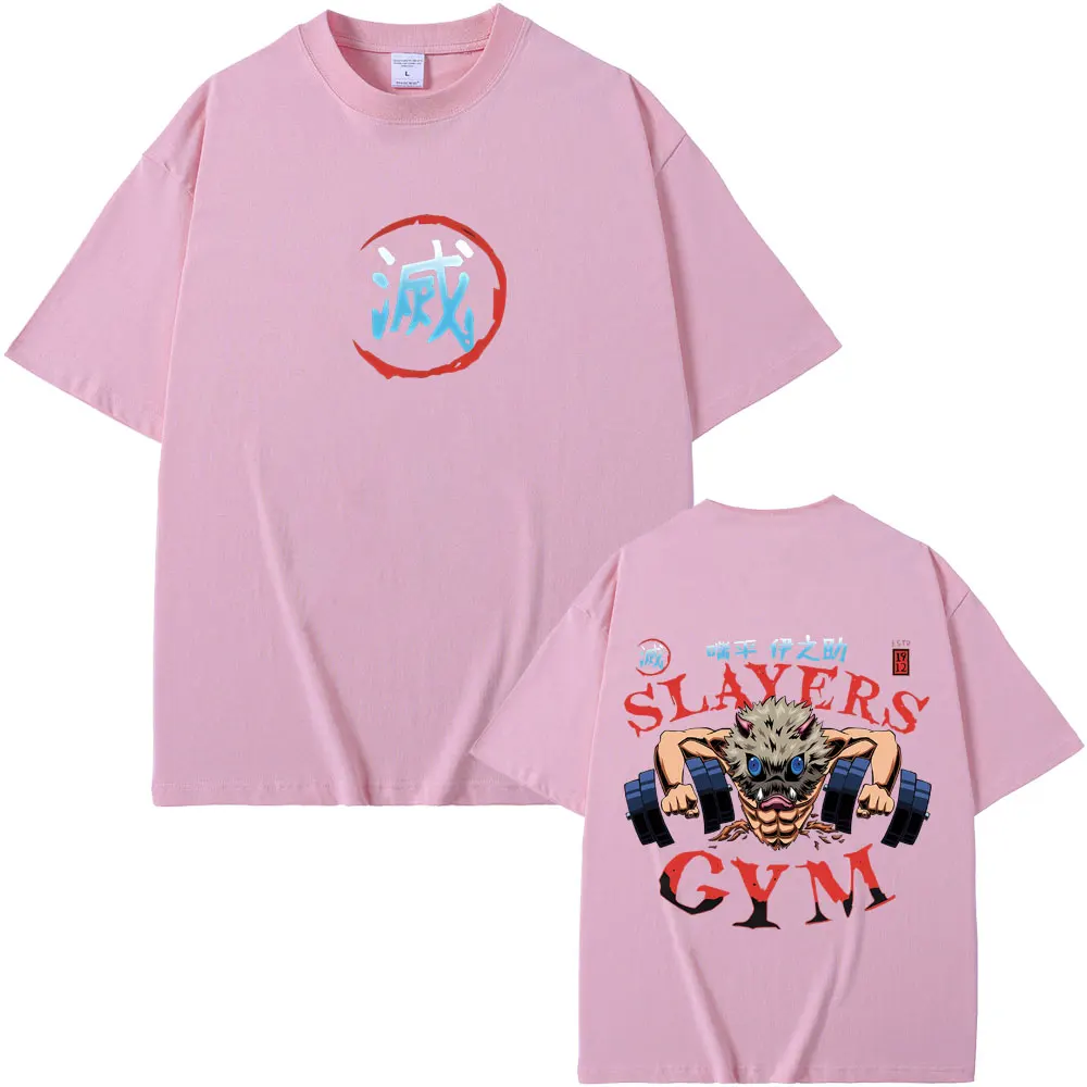 Anime Demon Slayer Gym Funny Tshirt Hashibira Inosuke Graphic T Shirts Summer Men Women Fitness Casual Oversized T-shirt Tops