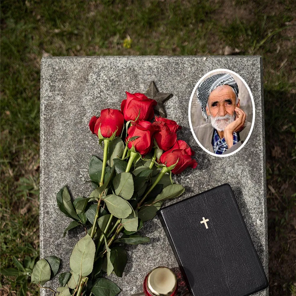 2D Flat Not 3D 1pc Custom Photo Memorial Headstone Tile Oval Gravestone Marker for Outdoor Indoor Use Memorial Day gift.